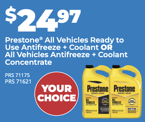 Prestone All Vehicles Antifreeze & Coolant is on sale for $24.97 at Auto Barn in Essex ontario