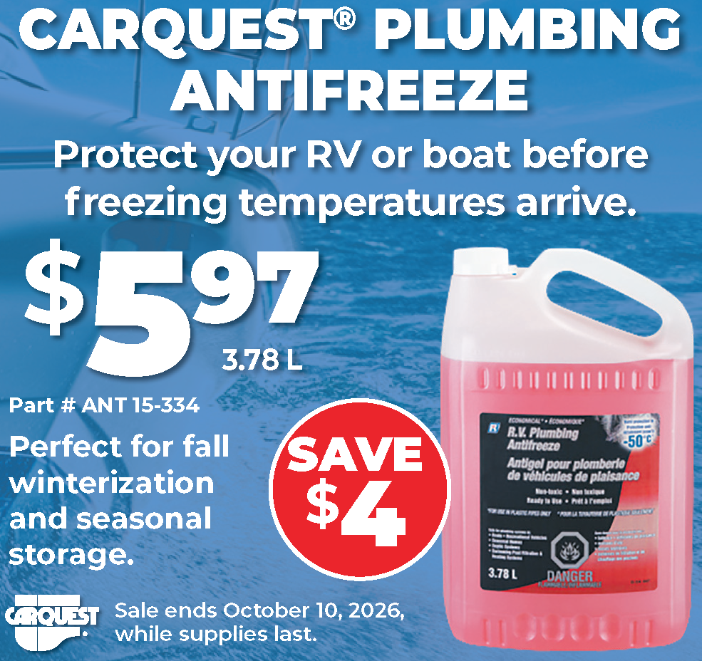 carquest plumbing antifreeze is on sale at auto barn in essex